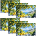 Seaside Lemon Placemats Set of 6 Table Mats Place Mats Decor Imitation Linen Heat Resistant Tablecloth for Dining Decorations Kitchen Party Restaurants 12''x18'' by gkmaolt
