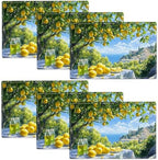 Seaside Lemon Placemats Set of 6 Table Mats Place Mats Decor Imitation Linen Heat Resistant Tablecloth for Dining Decorations Kitchen Party Restaurants 12''x18'' by gkmaolt