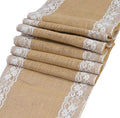 MDS 20 PCS 100% Natural Burlap Table Runners 12" x 108" with Lace, Rustic Farmhouse Country Vintage Boho Jute Runner for Wedding Reception Birthday Party Home Kitchen Dining Coffee Table Decoration by MDS