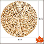 Small Round Placemats Set of 6, 11.8 Inch Water Hyacinth Woven Mats for Salad and Dessert Plates, Bistro Table, Kitchen Island and Bar Counter, Handwoven Wicker Boho Kitchen Decor (Not Charger Size) - Image 2