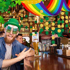 St. Patrick's Day Rainbow Ceiling Decoration Pot of Gold Decoration Leprechaun Hat Ceiling Decor Hanging Rainbow Cloud Ceiling Decoration with Gold Coins Garland Leprechaun Party Supplies 12 ft Long - Image 2