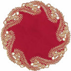 Decozen Set of 12 Doilies for Table, Lace Doilies Rustic Farmhouse Kitchen Dining Table Centerpiece Decor, 15 Inch Gold Burgundy Round Placemats for Home, Valentines Day Gifts, Valentines placemats by Decozen