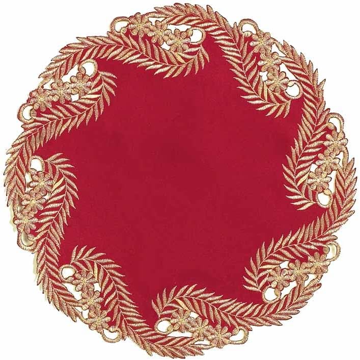 Decozen Set of 12 Doilies for Table, Lace Doilies Rustic Farmhouse Kitchen Dining Table Centerpiece Decor, 15 Inch Gold Burgundy Round Placemats for Home, Valentines Day Gifts, Valentines placemats by Decozen