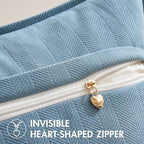 MIULEE Pack of 2 Light Blue Euro Shams Chenille Pillow Covers 22x22 Inch - Image 3