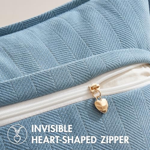 MIULEE Pack of 2 Light Blue Decorative Chenille Pillow Covers 20x20 Inch - Image 3