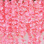 Duovlo 12 Piece Artificial Silk Wisteria Vine 3.6 Feet Ratta Hanging Flower Garland String Home Party Wedding Decor (Dark Pink) - Image 4