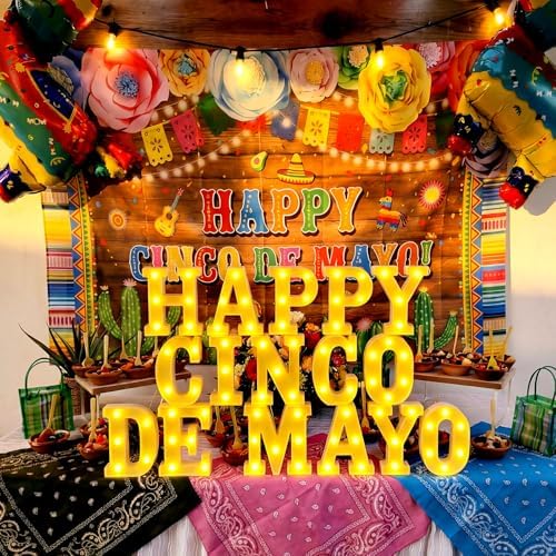 Honoson 16 Pcs Happy Cinco De Mayo Light Mexican Fiesta Party Decorations - Image 4