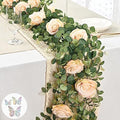 6 Ft Champagne Fuller Flower Garland with 6 Pcs Butterfly, Fake Rose Vine by Yastouay
