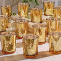 DEVI Gold Votive Candle Holders 24 Pcs, Mercury Tealight Candle Holder Glass, Gold Wedding Centerpieces for Table Decorations, Valentine Diwali Party Bridal Shower Decorations by DEVI
