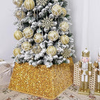 Gold Christmas Tree Collars for Atificial Trees, 24 Inch Sparkling Sequins Christmas Skirt, Base Cover,Holiday Home Decor Ring(Medium) - Image 6