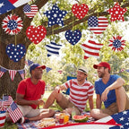 RattanView 12 Pcs Large Outdoor 4th of July Hanging Decor Patriotic Tree Ornaments 12'' and 10'' Red White Blue Plastic Tags with String Lawn Yard Garden for Independence Day 250th Anniversary Decor - Image 6