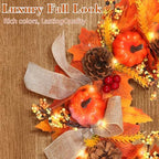 Fall Decor -Fall Wreaths for Front Door Outside,20-Inch Handcrafted Autumn Door Wreath with Colorful Pumpkins,Maple Leaves,and Delicate Bows, Autumn Decorations for Home Porch Thanksgiving Decor - Image 4