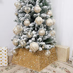 Champagne Gold Christmas Tree Collars for Atificial Trees, 24 Inch Sparkling Sequins Christmas Skirt, Base Cover,Holiday Home Decor Ring (Medium) - Image 6