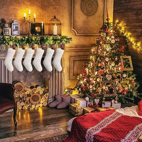 Fesciory Christmas Stockings 6 Pack, 14 Inch Cable Knit Xmas Decor - Image 2