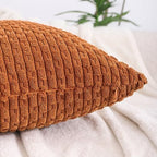 VAKADO Fall Throw Pillow Covers 24x24 Decorative Set of 4 Couch Corduroy Boho Rust Rustic Cushion Case Farmhouse Decor Square for Home Living Room Bed Sofa,Terracotta - Image 3