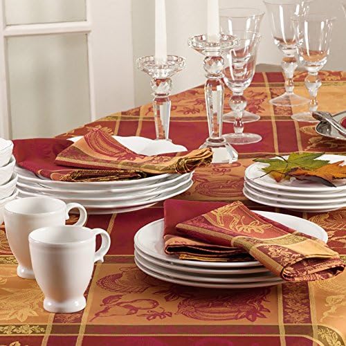 Orange Fall Colors Thanksgiving Holiday Jacquard Design Dinner Napkins, 19" Square, (4 Pieces). - Image 2