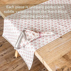 Over&Back 18x108 Hand-Blocked Printed Cotton Table Runner - Washable Table Runners for a Custom Home Decor Tablescape - Perfect for Coffee Table, Dinner Table, Living Room, and More - Pink Bloom - Image 3