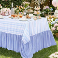 Easter Tablecloth Blue Rabbit Ruffle Table Cloth - 90 x 132 Inch Waterproof Tablecloths Rectangle Washable Polyester Bunny Flowers Table Cover for Birthday Wedding Dinner Picnic Party Decoration by Fanqisi