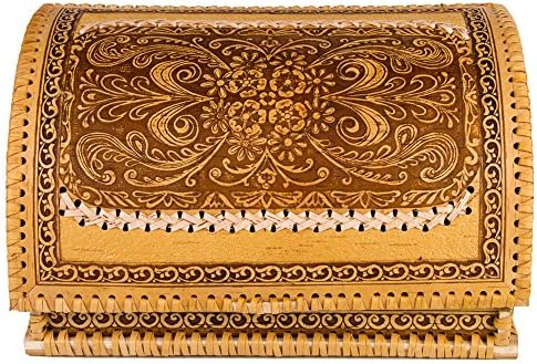Handmade Natural Birch Bark Wooden Roll Top Bread Box Kitchen Food Storage Flower Ornament - Image 2