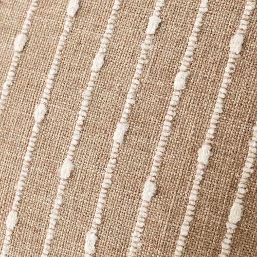 Foindtower Decorative Striped Boucle Throw Pillow Covers 24x24 Inch Camel - Image 2