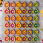 (Pack of 36) Clay Diyas with Cotton Wicks, Diwali Decoration for Home, Mitti Diyas for Pooja, Indian Pooja Decor for Mandir, Diwali Gifts, Earthen Lamp for Navratri Dussehra, Party Favors by LetzCelebrate