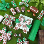 10 Pcs Football Ribbon 4 Mesh Ribbon 6 Burlap Wired Edge Ribbons - Image 3