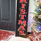 Glitzhome 42" H Lighted Wooden Black Christmas Porch Sign, Rustic Merry Christmas Vertical Porch Décor, Standing Hanging Holiday Party Signs Wall Door Decorations for Xmas - Image 5