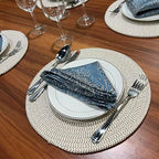 WAZAIGUR Round Placemats Set of 6 Thick Cotton Rope, 13inch, Khaki ＆ White - Image 3