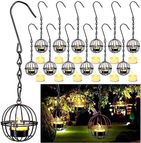 Retisee 12 Set Halloween Hanging Lantern Lights Rustic Ball Candle Holder by Retisee