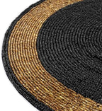 Black & Gold Beaded Placemat – 14" Space Tablemat Handmade Luxury Table Charger, Non-Slip Heat Resistant Dining & Holiday Decor(Set of 4) - Image 3
