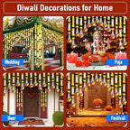 DIYANA IMPEX 4 Pc Artificial Marigold Garland with Bells, 5 Ft Long Hanging Flower Strings for Diwali Decorations, Indian Wedding, Party, Home Decor, Ganpati Hanging Decor & Mantle Decor (Yellow) - Image 5
