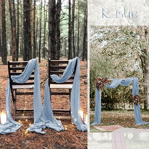 20 Pack Dusty Blue Table Runner 10Ft Cheesecloth Table Runner Boho Gauze Cheese Cloth Table Runners Romantic Long Sheer Fabric Table Runners for Wedding Party Bridal Shower - Image 6