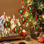 6 Pcs Blown Glass Christmas Ball Ornament Red Green Christmas Tree Decor - Image 3