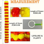 10 Pieces Golden Yellow Marigold Garland 5ft Faux Flowers Indian Decorations for Pooja Dia De Los Muertos Diwali, Events, Weddings - Yellow Orange - Image 3