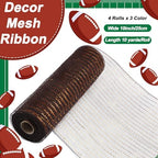10 Pcs Football Ribbon 4 Mesh Ribbon 6 Burlap Wired Edge Ribbons - Image 2