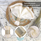 VIJIV 12 Pack Cloth Napkins and Gold Napkin Rings Set of 6, 17x17 Bling Trim Satin Cocktail Napkins Cloth Washable Personalized Dinner Napkins for Wedding Party Holiday Decorative - Image 2