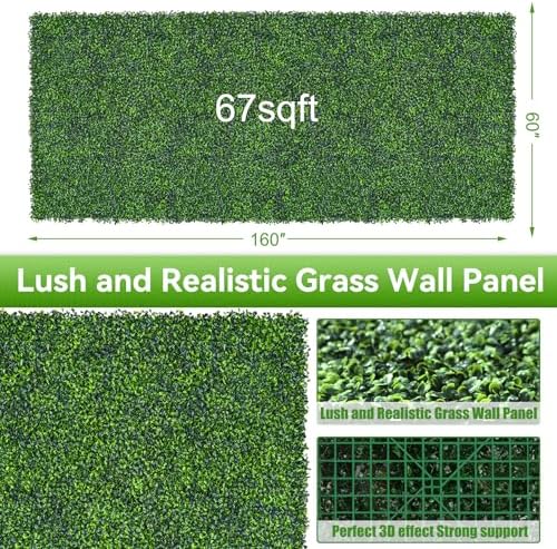 Artificial Boxwood Roll,60x160 in(67 sqft) UV-Anti Faux Ivy Grass Wall - Image 2