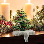 Christmas Stocking Holder Set of 3 with Glitter for Mantel Resin Stocking Hooks Fireplace Decor Sparkling Holiday Centerpiece Durable Indoor Christmas Gift - Image 2