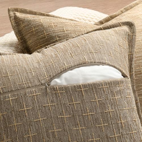 ZWJD Pillow Covers 24x24 Set of 2 Soft Polyester Textured Pillow Covers with Stylish Flange Edge Cozy Farmhouse Throw Pillows for Couch Bed Sofa Living Room - Image 3
