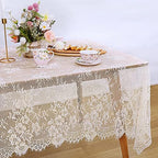 Pack of 6 Lace Tablecloth Ivory Table Fabric 60x120 Inch for Rustic Wedding by LuoluoHouse