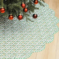 MiniInflat Quilted Christmas Tree Skirt - Vintage Floral Block Print Christmas Tree Skirt with Scalloped Edge Thicken Cotton for Home Decorations Holiday Party Gift(72 Inch,Checkered Floral,Green) by MiniInflat
