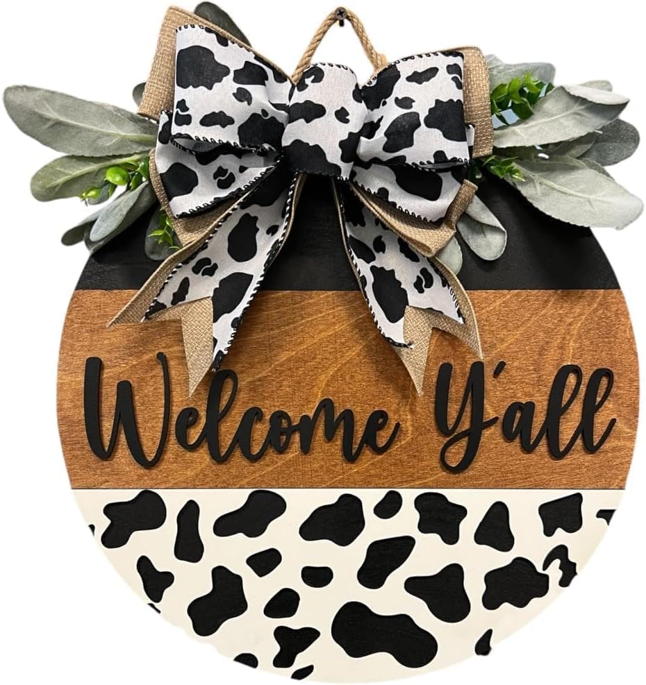 Wood front door sign Wood sign Home decor Welcome sign Sign for front door House warming gift Wedding gift (Welcome y’all-DS012(A10) S003, 22" Width) by Unknown