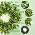 28'' Boxwood Wreath for Front Door, Spring Wreaths for Outdoor Indoor Decor - Image 3