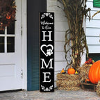 FemiaD Welcome To Our Home Porch Sign Wooden Paw Print Sign Vertical Welcome Sign for Standing Front Porch Sign Farmhouse Porch Signs Outdoor Tall Sign Decorations for Home 8x48inch - Image 4