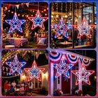 2 Pcs 4th of July Window Decorations Lights, 13.8In Red White and Blue Lights Patriotic Star Light Battery Operated with Timer & 8 Modes 4th of July Decorations Indoor for Home Porch - Image 7