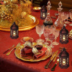 12-Pcs Mini Lanterns, Small Candle Lanterns Decorative, LED Tea Light Lantern Ramadan Decorations, Hanging Lantern, Centerpiece for Wedding Table, Battery Included(Rose Gold) - Image 3