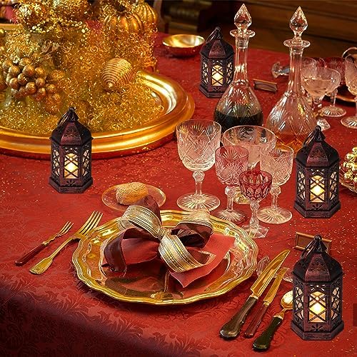 12-Pcs Mini Lanterns, Small Candle Lanterns Decorative, LED Tea Light Lantern Ramadan Decorations, Hanging Lantern, Centerpiece for Wedding Table, Battery Included(Rose Gold) - Image 3