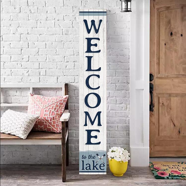 Welcome To The Lake Sign for Front Door, 4ft Tall Front Porch Decor, Vertical Wooden Signs for Front Porch, Rustic Farmhouse Wood Porch Decorations Outdoor - Image 5