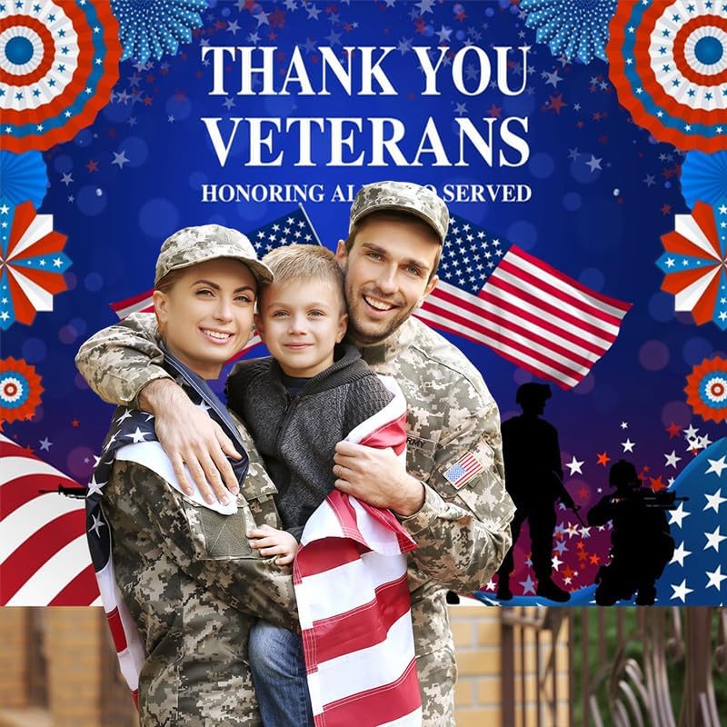 Veterans Day Backdrop Decorations Patriotic Banner 12x10ft - Image 6