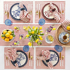 Solino Home 100% Pure Linen Table Runner, 14 x 144 in, Red and White Stripe - Image 3